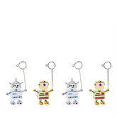 4 tarjeteros robot navideños dorados y plateados